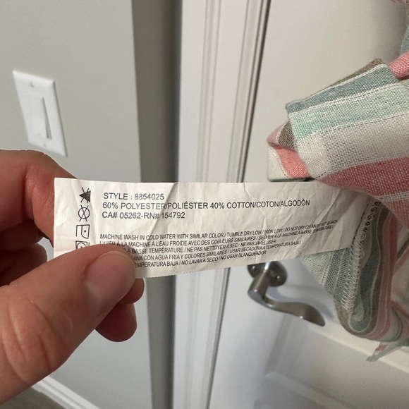 Point Zero Women’s Pink Blue Stripes Buttoned Tie Up Short Sleeve Top Size Small - Picture 9 of 9